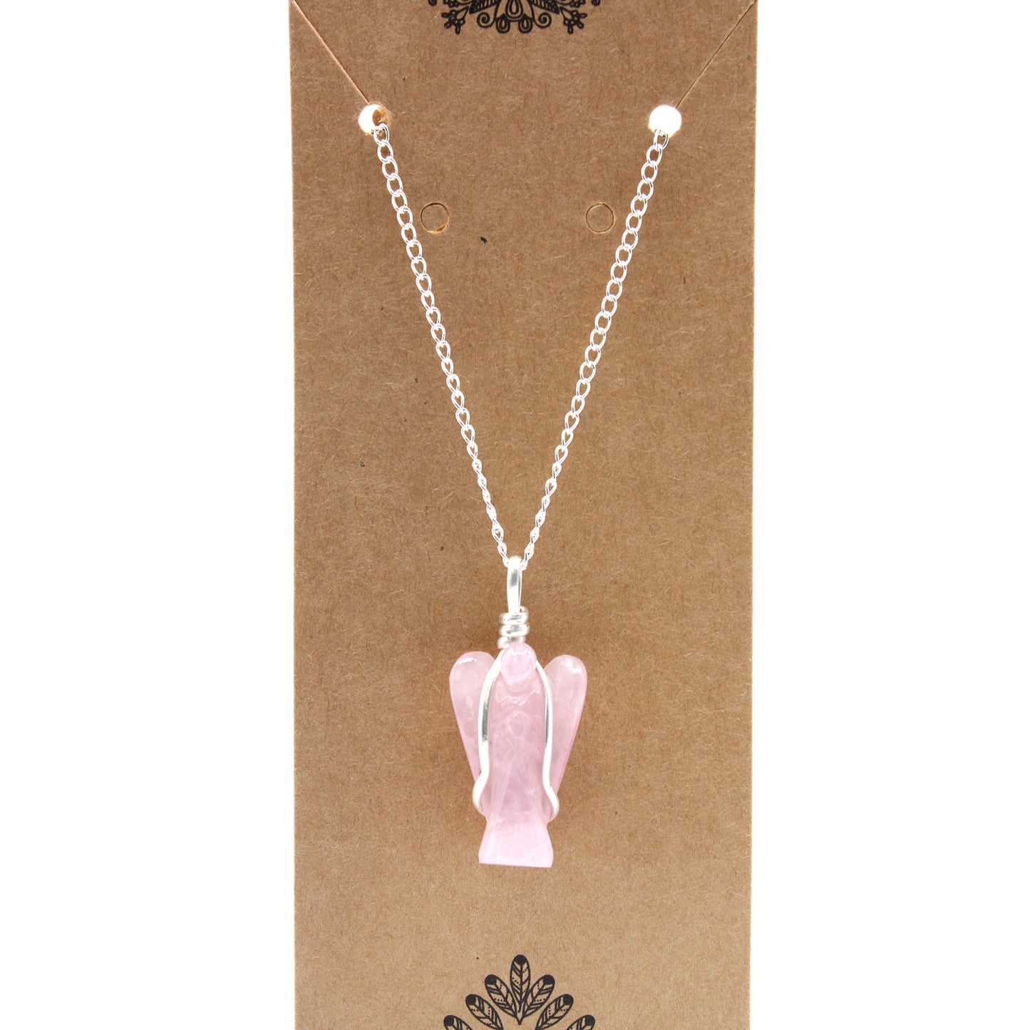 Guardian Angel Necklace with Precious Stones - Pink Quartz