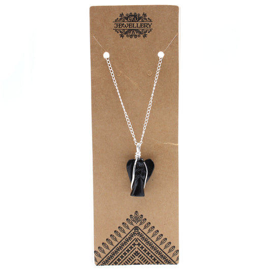 Collier d'Ángel de la Guarda de Piedras Preciosas - Ágata Negra