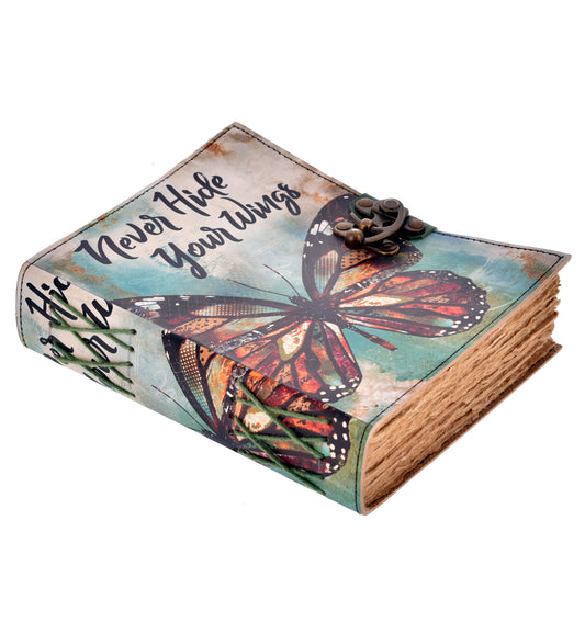 Cuaderno de cuero "Never Hide Your Wings" (7x5")