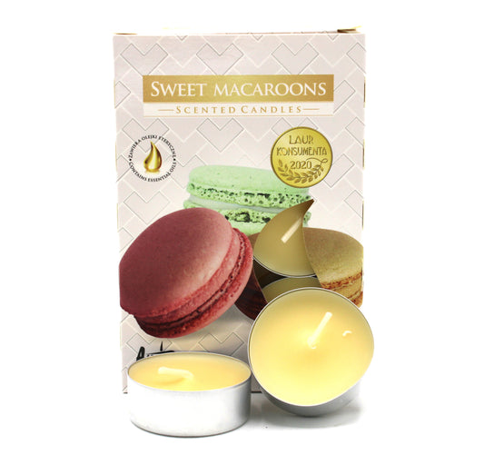 1x Set of 6 Scented Tea Candles - Macaron Dulce