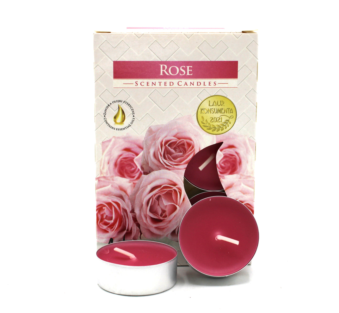 1x Lot de 6 bougies à thé parfumées - Rose