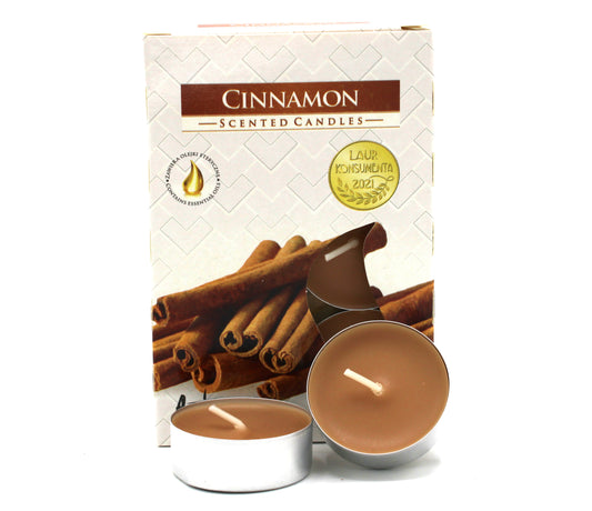 1x Set of 6 Scented Tea Candles - Cinnamon