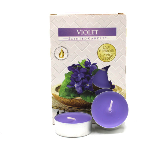 1x Set of 6 Scented Tea Candles - Violet