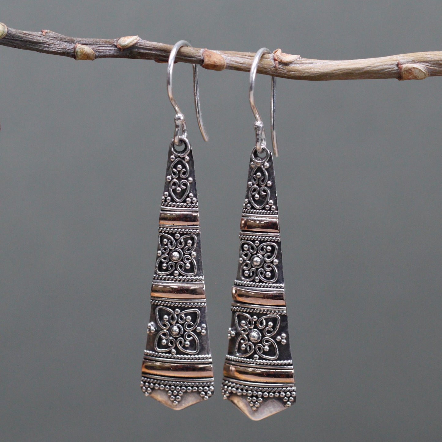 Silver and Gold Pendant - Tribal Drops