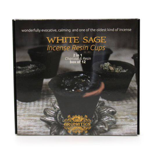 Box of 12 resin cups - white salvia