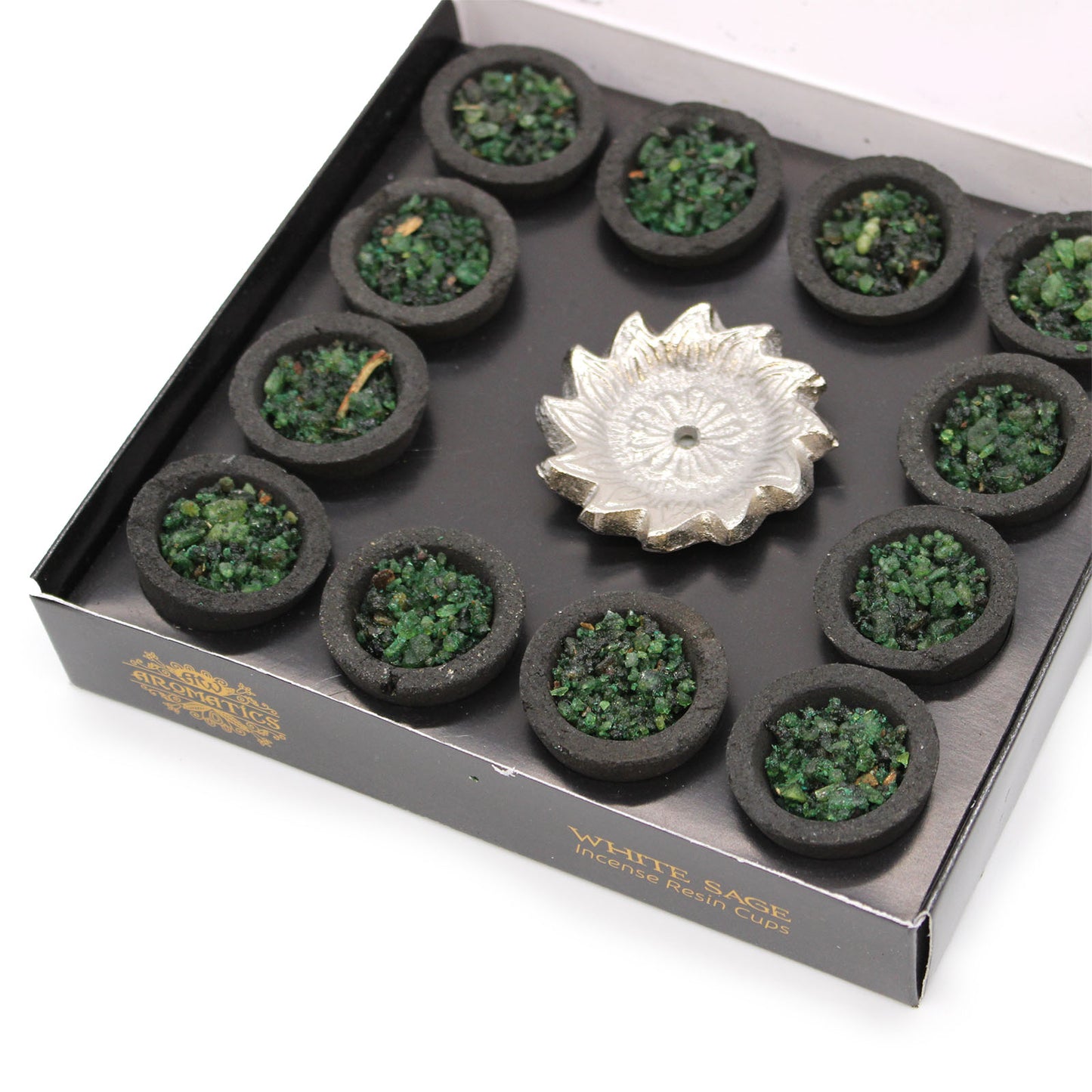 Box of 12 resin cups - white salvia