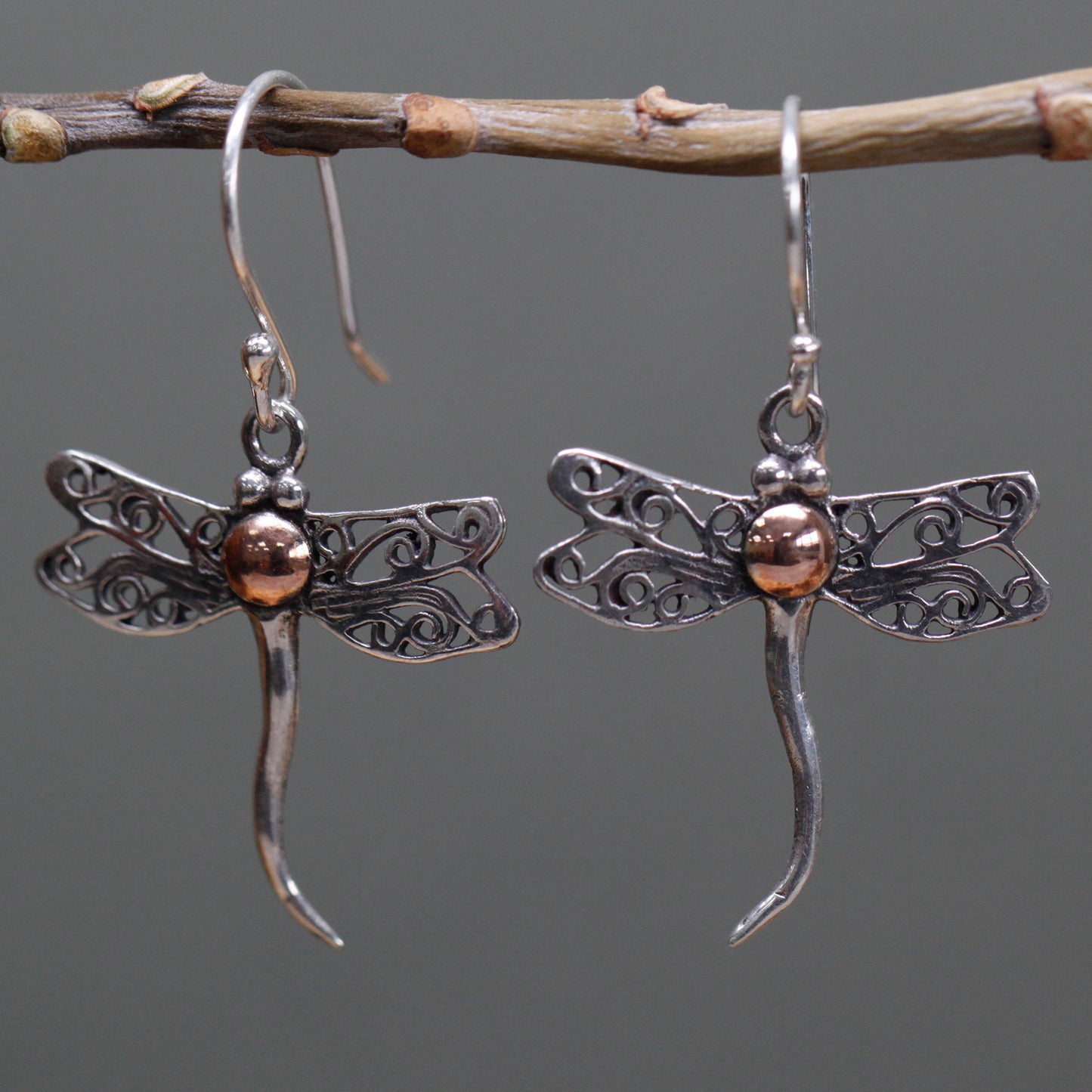 Silver and Gold Pendant - Dragonflies