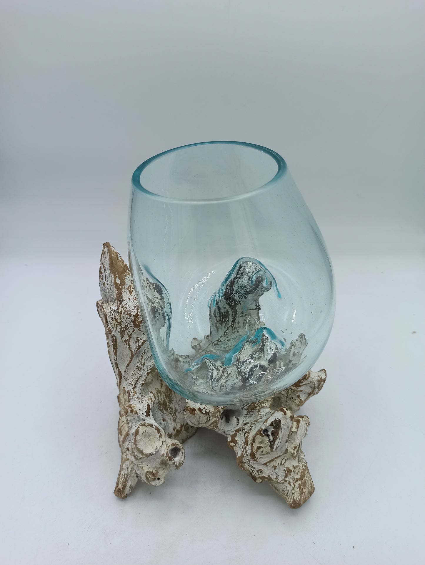 Cast glass on bleached wood - Cuenco grande