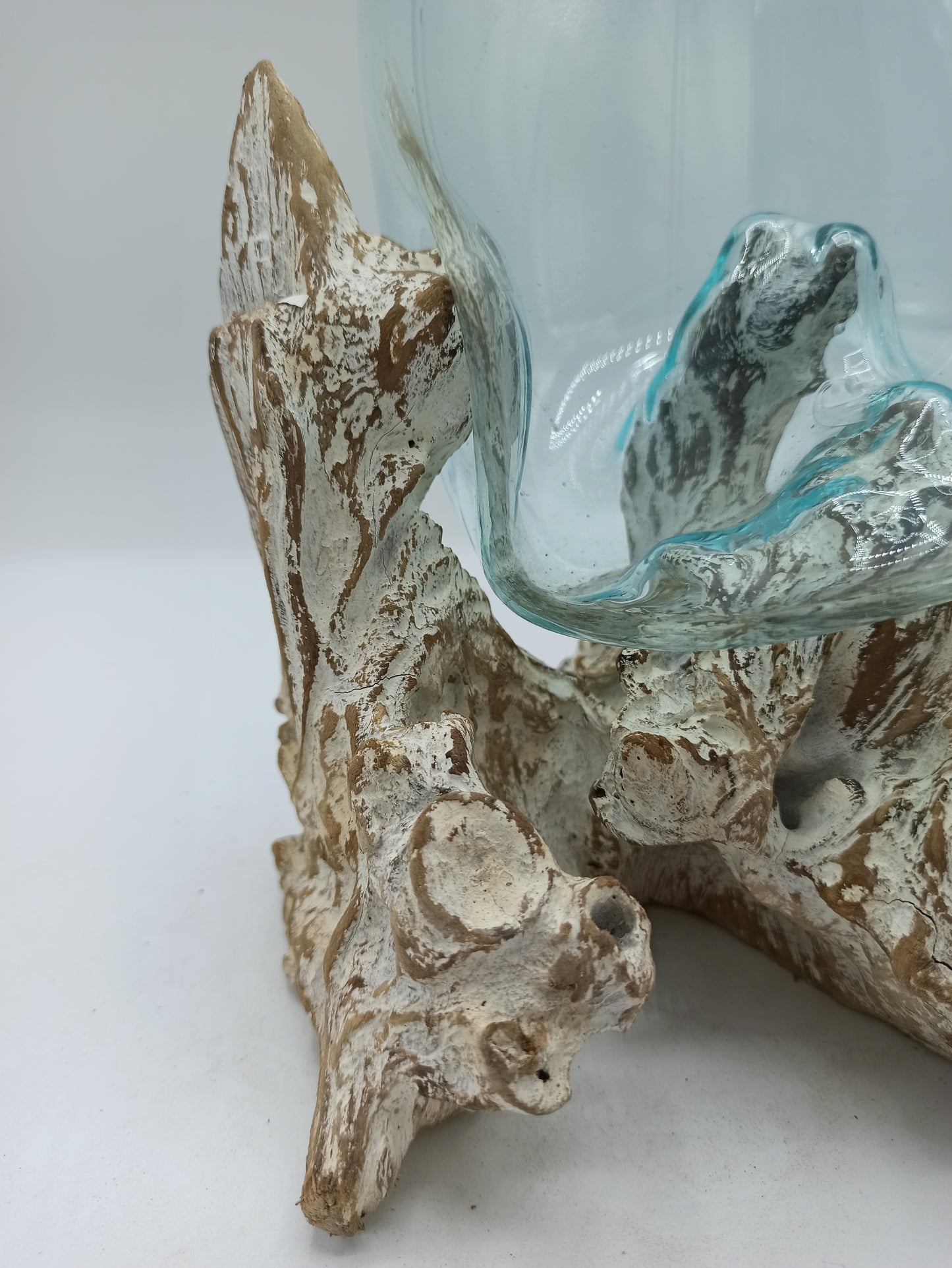 Cast glass on bleached wood - Cuenco grande