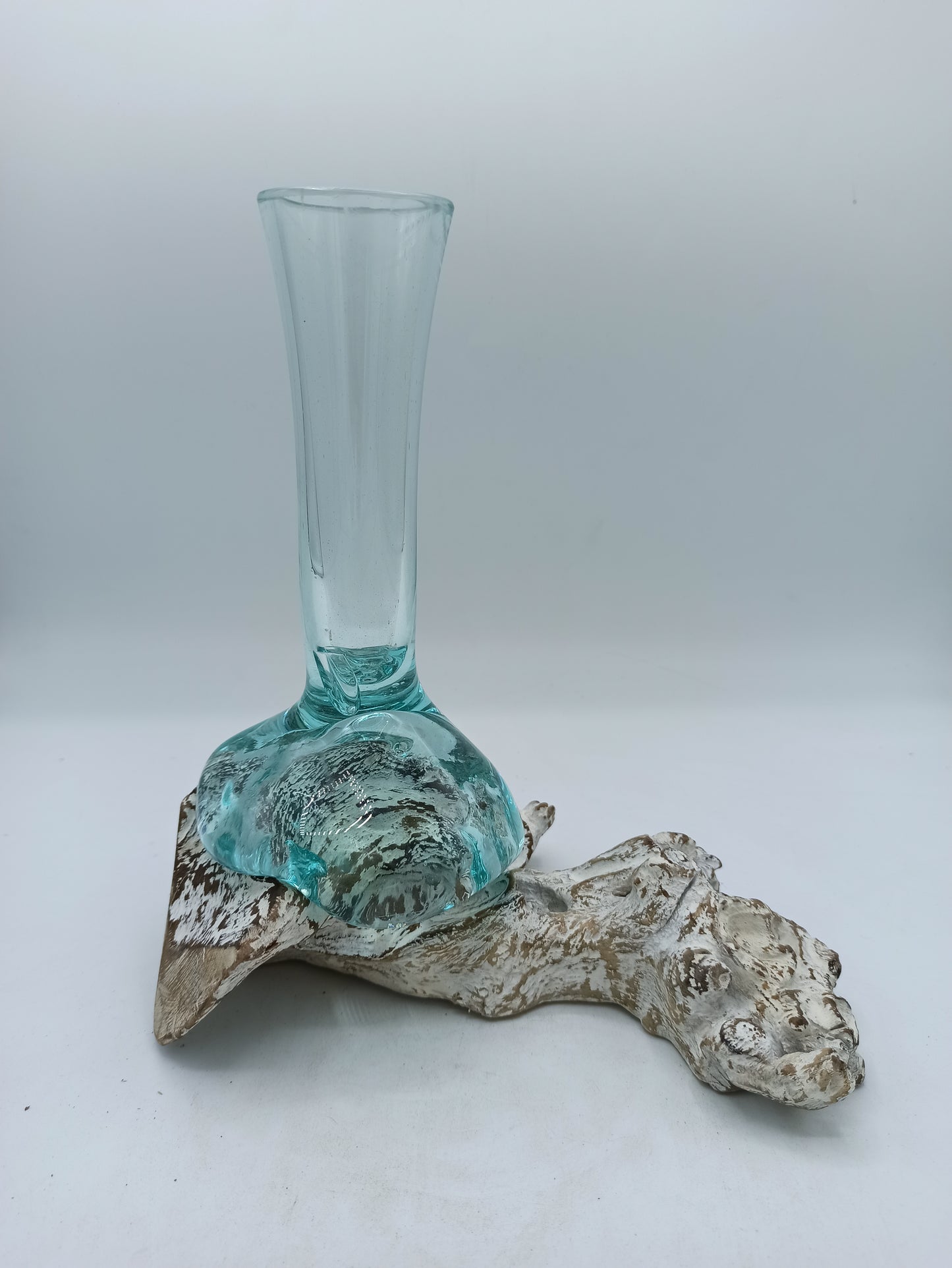 Cast glass on bleached wood - Florero - Mediano