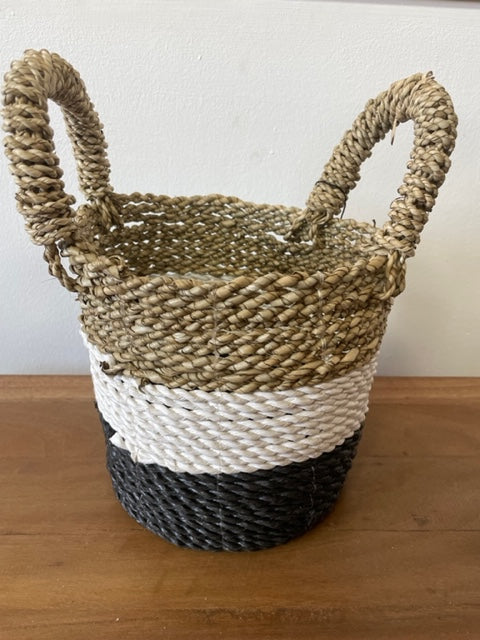 Seaweed basket game - Dark gray / White / Natural