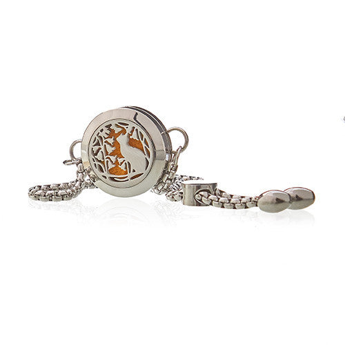 Aromatherapy Chain Bracelet - Cat and Flowers - 20mm