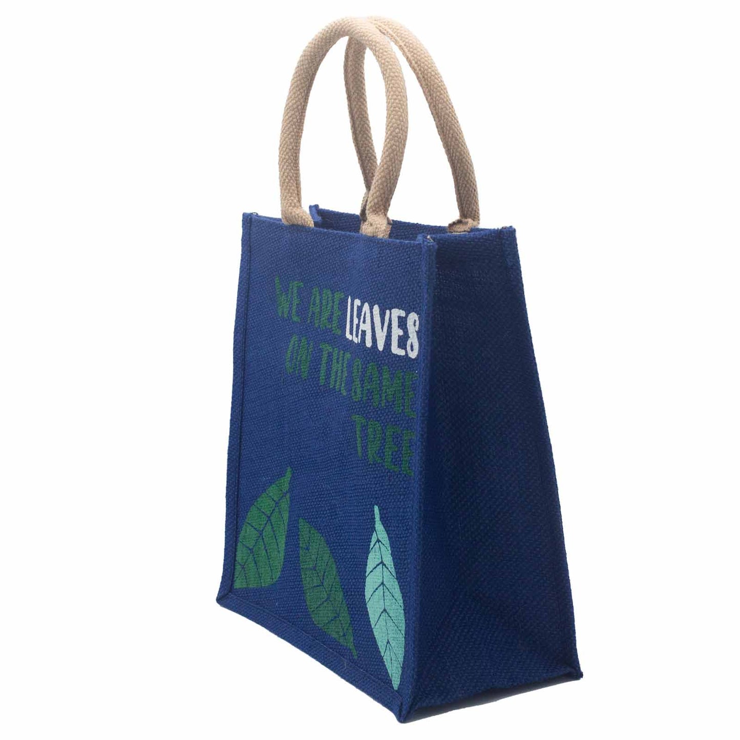 printed yute bag - Somos hojas - Yellow, Blue and Natural