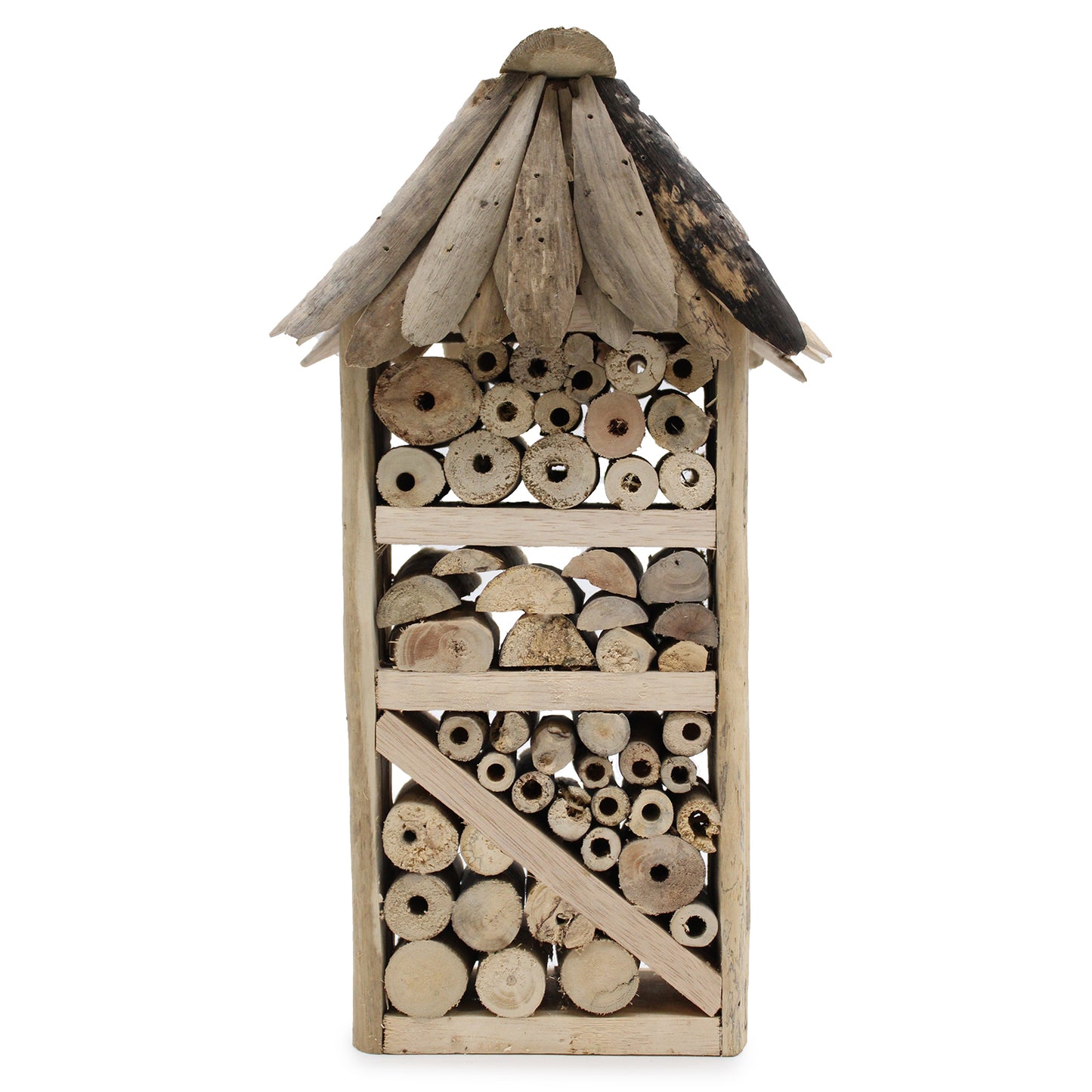 Refuge d'insectes et d'abeilles en bois flotté - Maison à étages