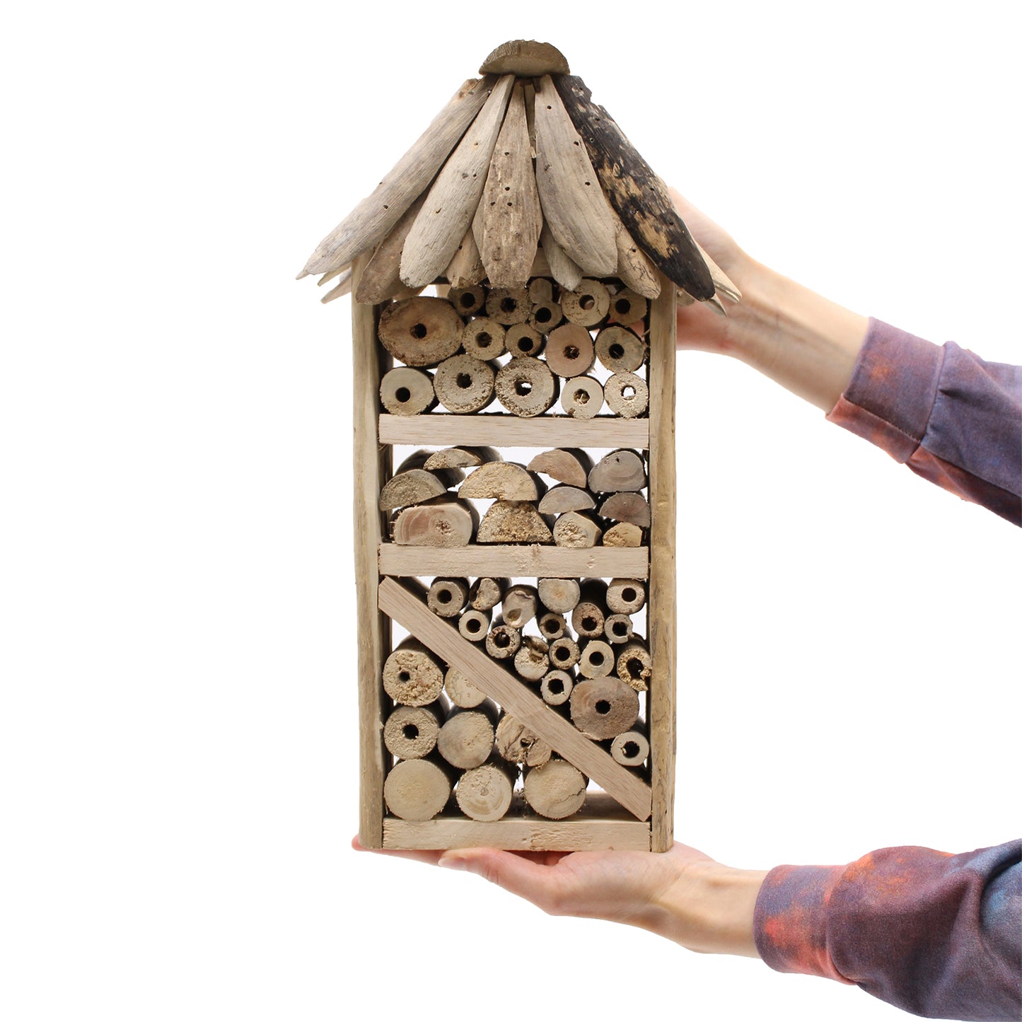 Refuge d'insectes et d'abeilles en bois flotté - Maison à étages