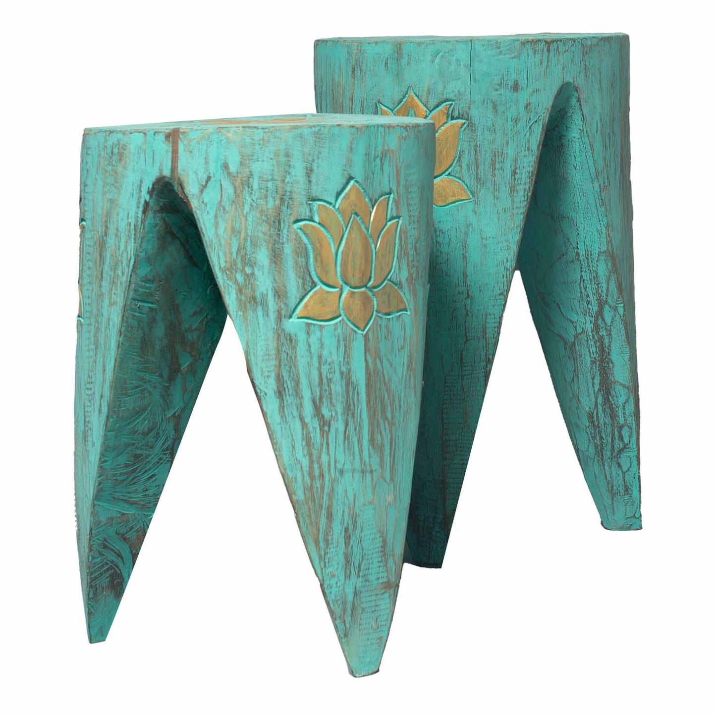 Set of 2 interlocking tables/tables - Turquoise Lrg