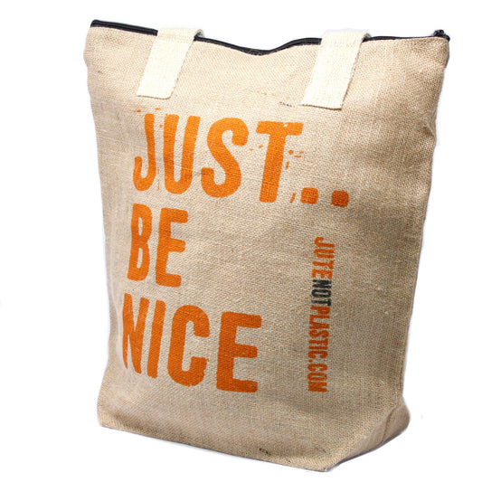 Pochette en jute écologique - Just be nice - (4 modèles disponibles)