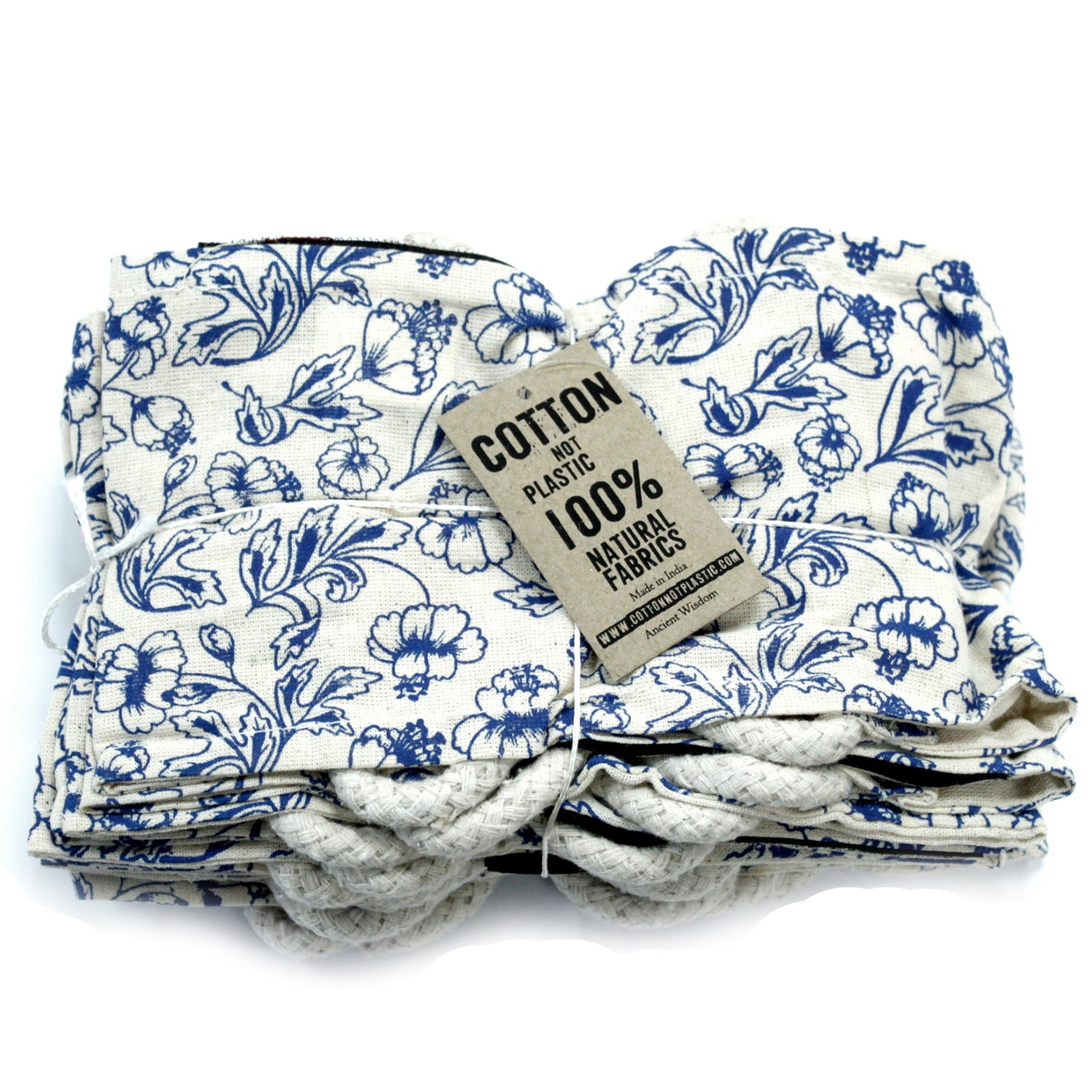 Natural Cotton Wheat Bags - Blue