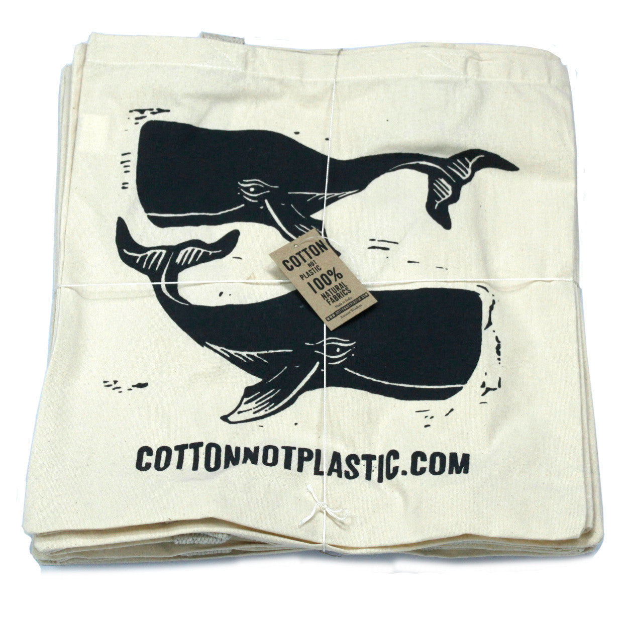 Sac en coton naturel Lrg 6oz 38x42cm - BALEINES