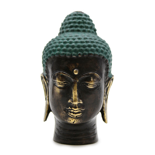 Petite tête de Bouddha antique en laiton