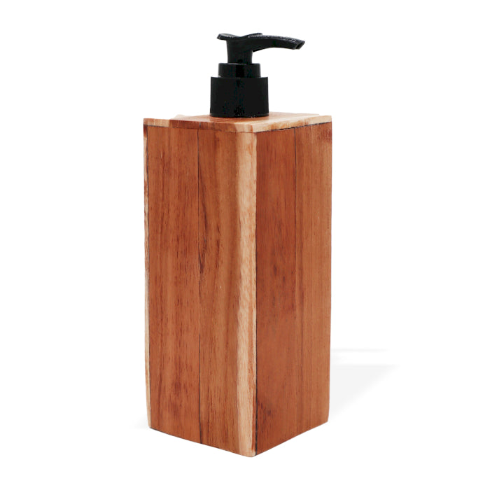 Dispensador de jabón de madera de teca natural - Cuadrado