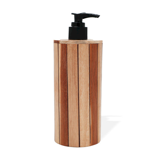 Natural teak wood bottle dispenser - Round