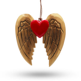 Golden Christmas angel wing and heart - black detail