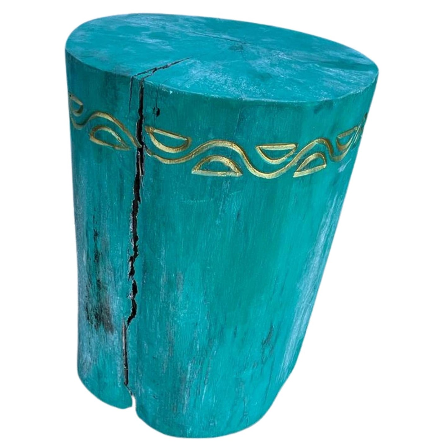 Tribal Stool / Table - Albasia - Turquoise