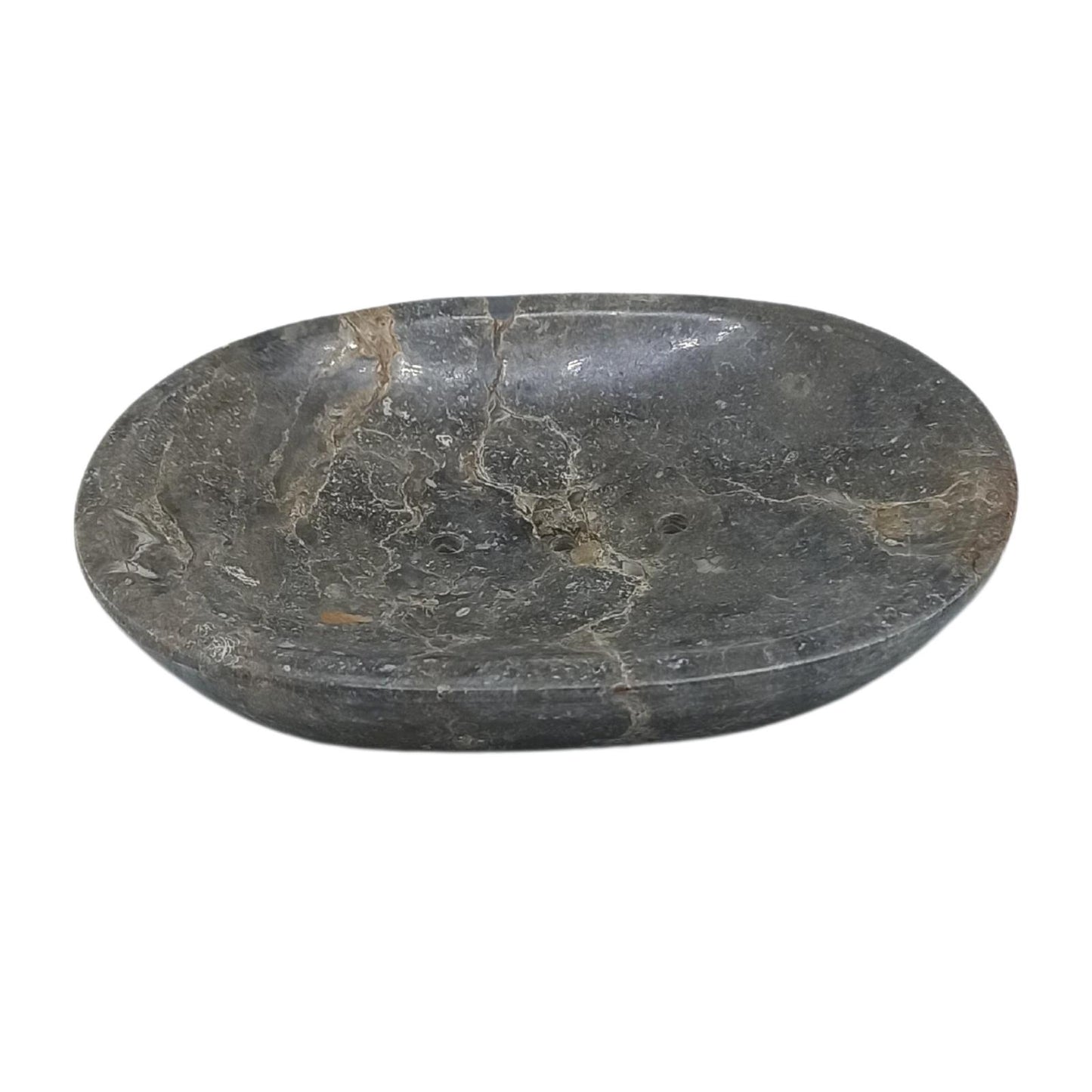 Classic Oval Gray Marble Jabonera