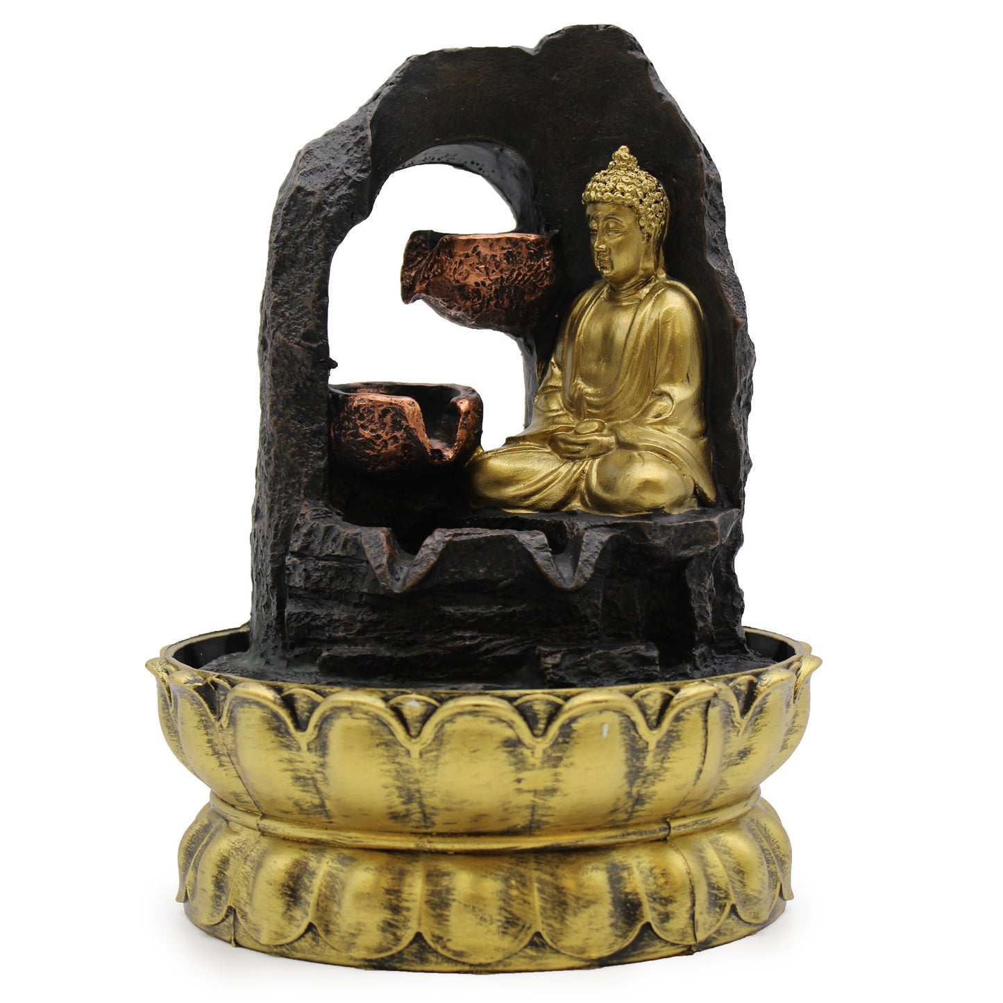 Dessert water fountain - 30 cm - Golden Buddha meditating