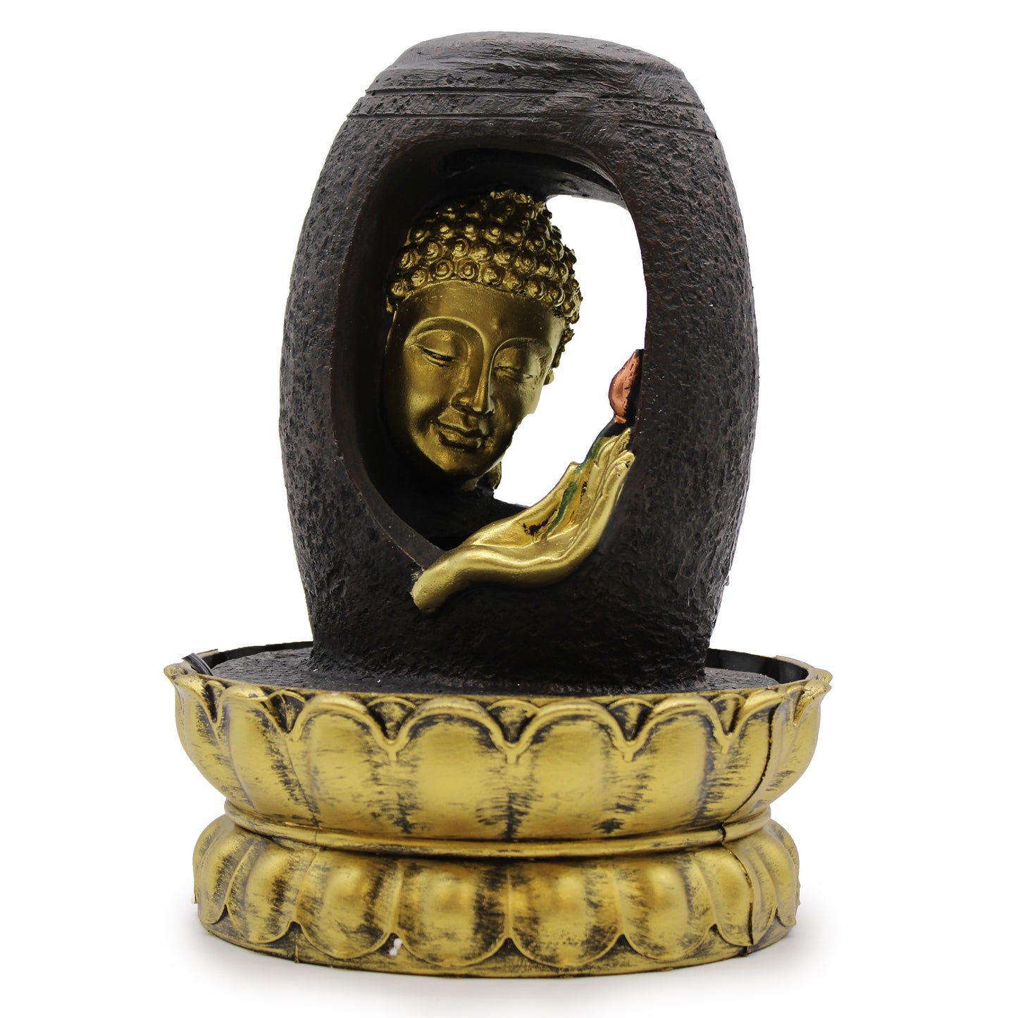 Fontaine à eau dessert - 30 cm - Bouddha doré et Vitarka Mudra