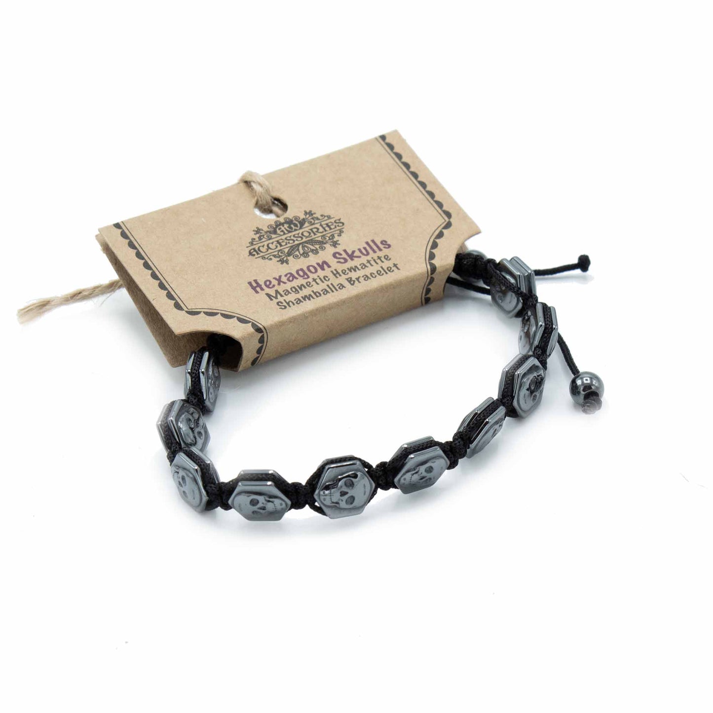 Hematite Shamballa Magnetic Bracelet - Calaveras Hexagonales