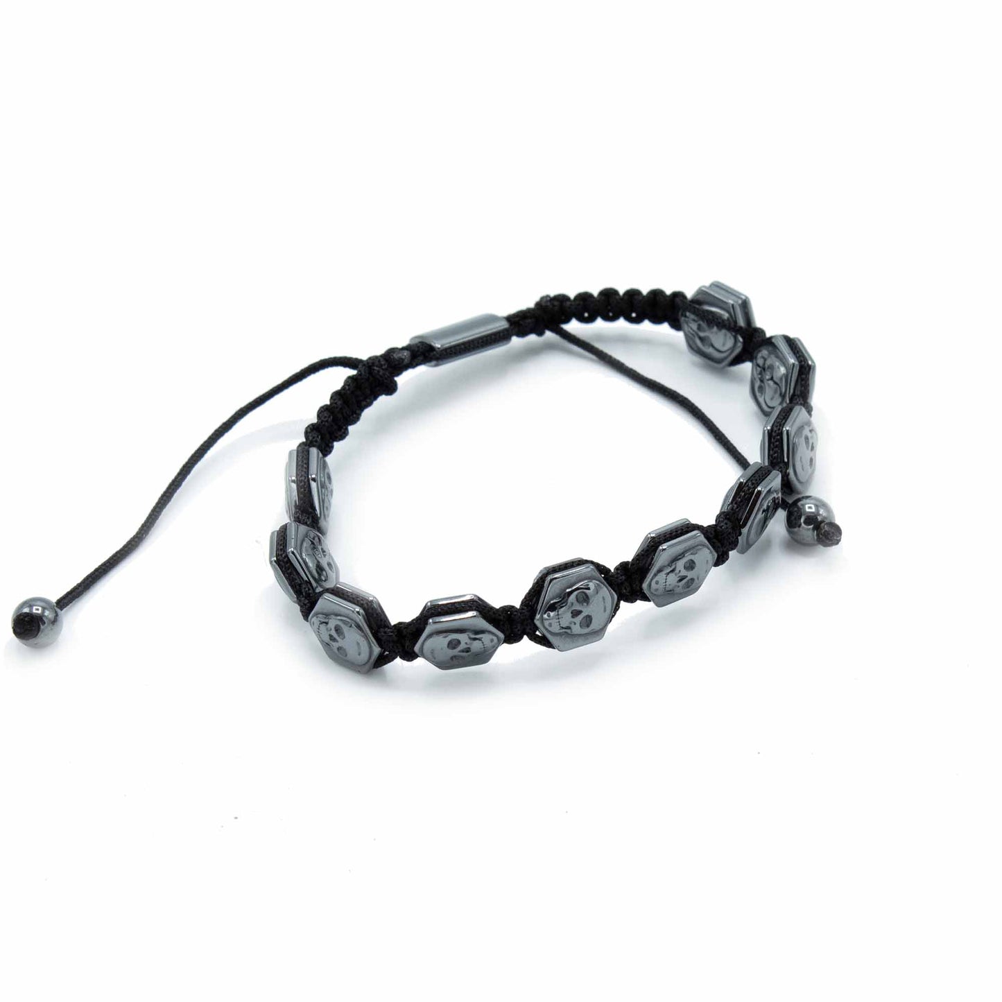 Hematite Shamballa Magnetic Bracelet - Calaveras Hexagonales