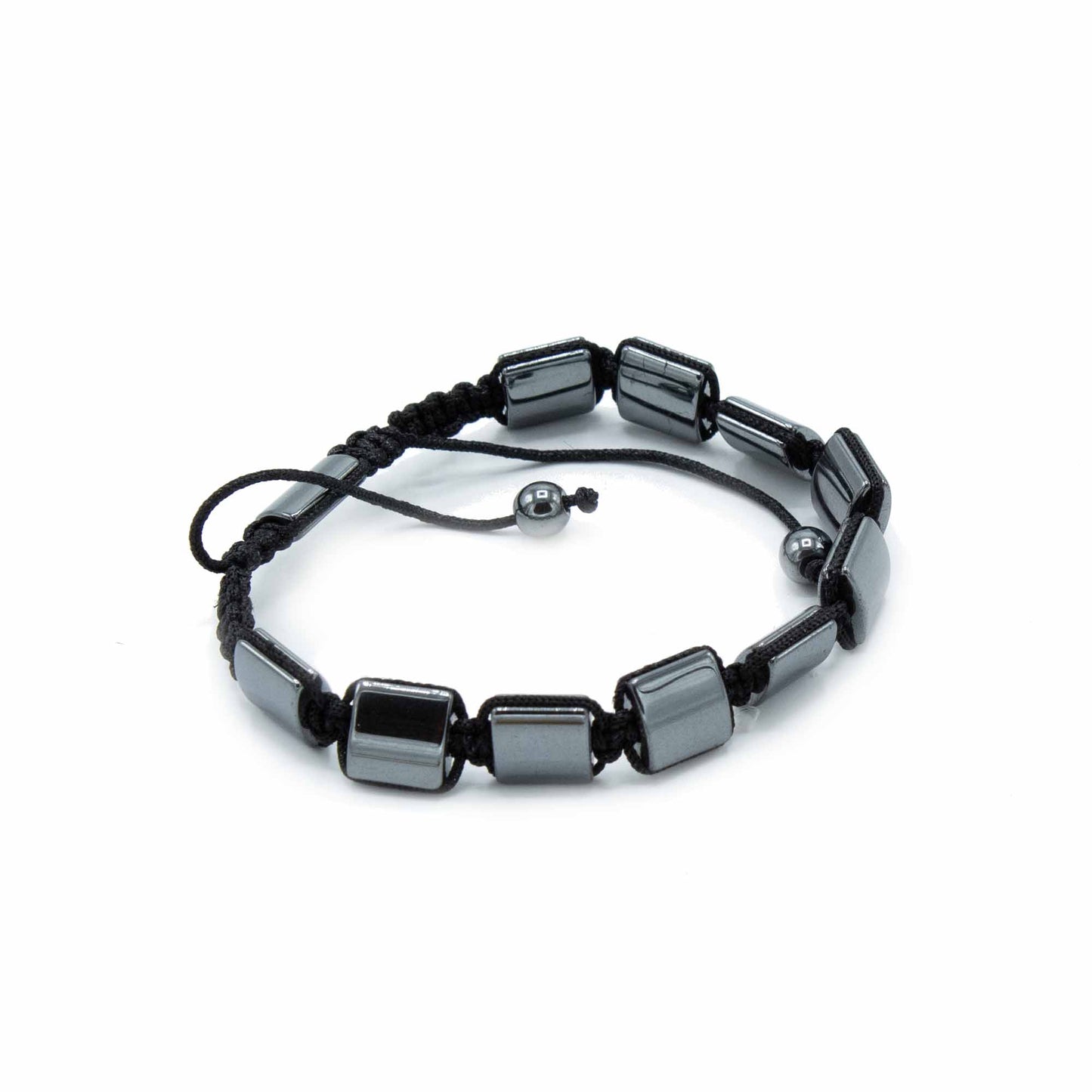 Bracelet Magnétique Shamballa Hématite - Doubles Cuboïdes