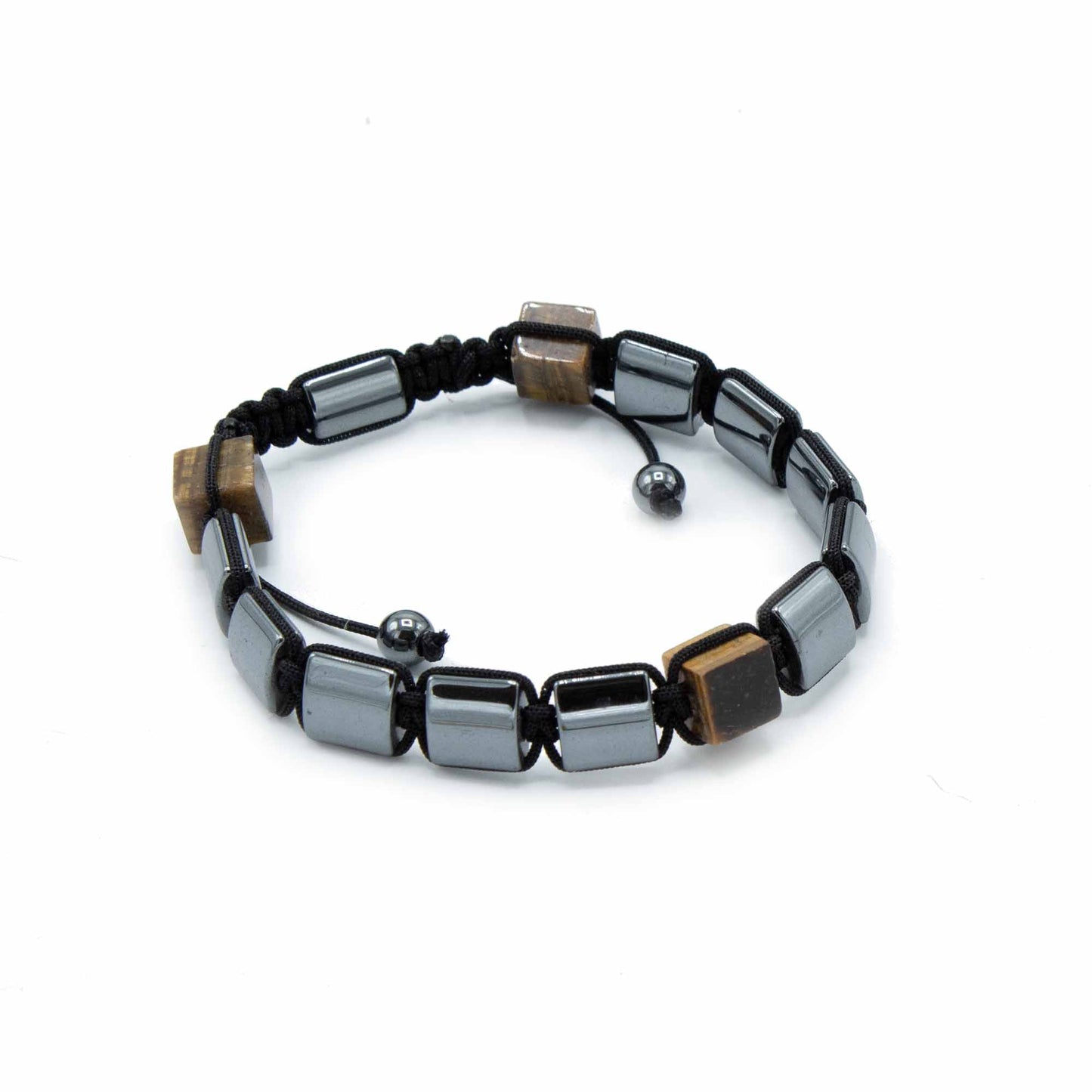 Hematite Shamballa Magnetic Bracelet - Cuboides Ojo de Tigre