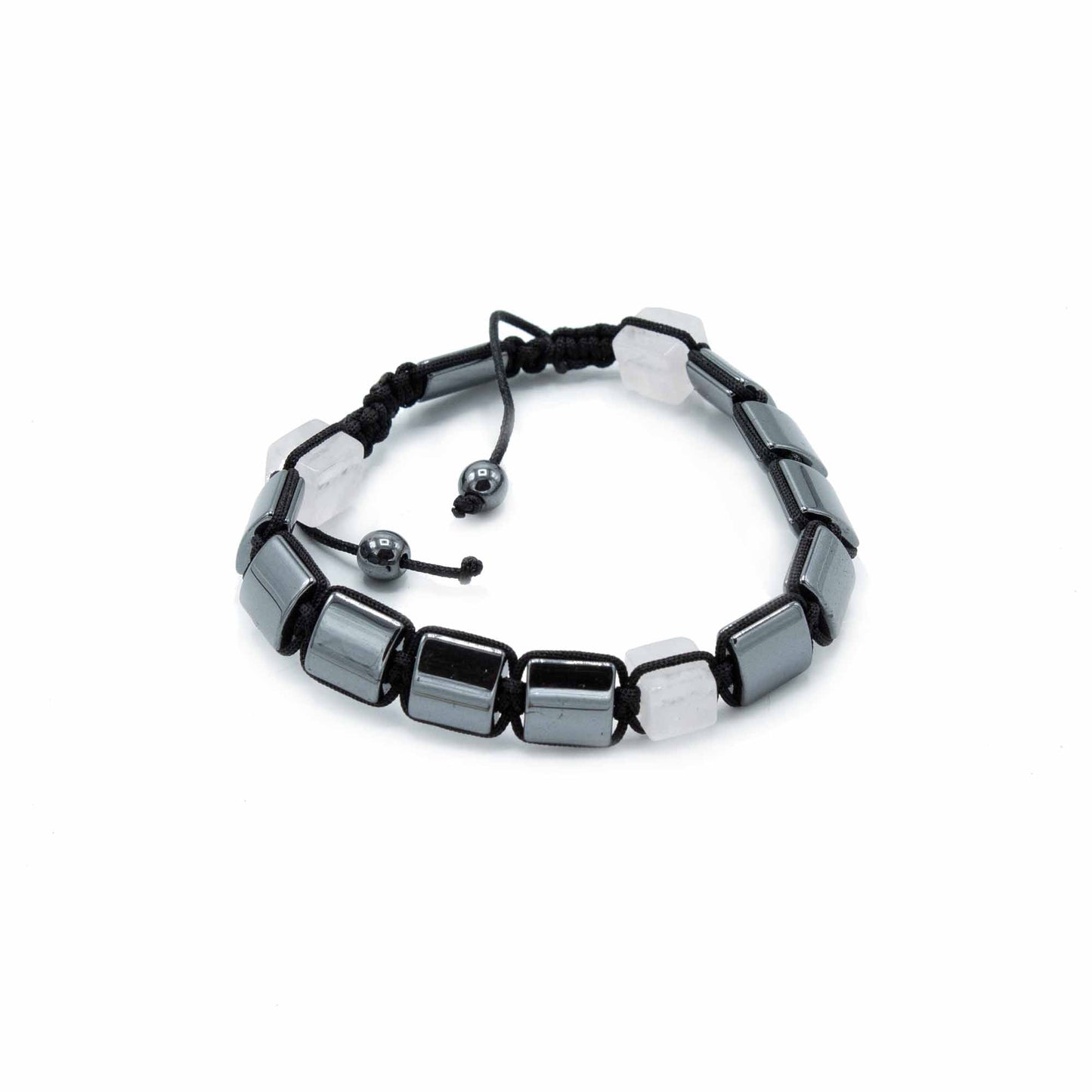 Hematite Shamballa Magnetic Bracelet - Pink Cuboids