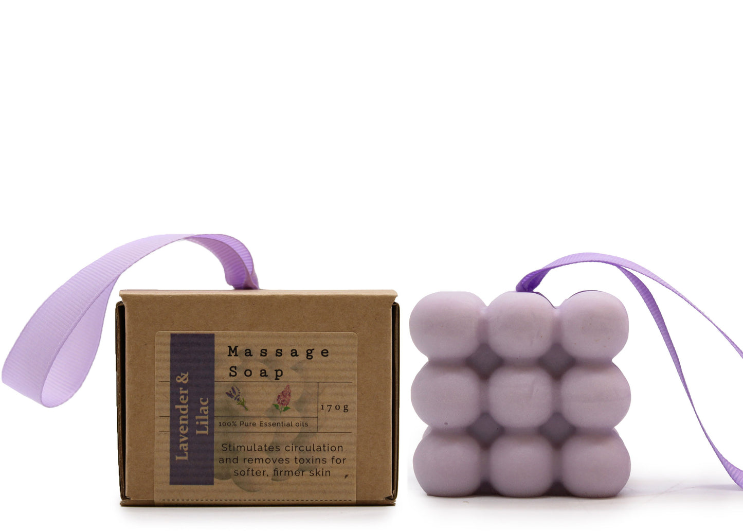 Individual massage soap in box - Lavender and lilac