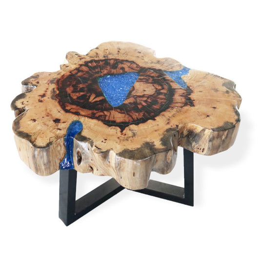 Tamarind and resin Coffee Table - Azul Cielo