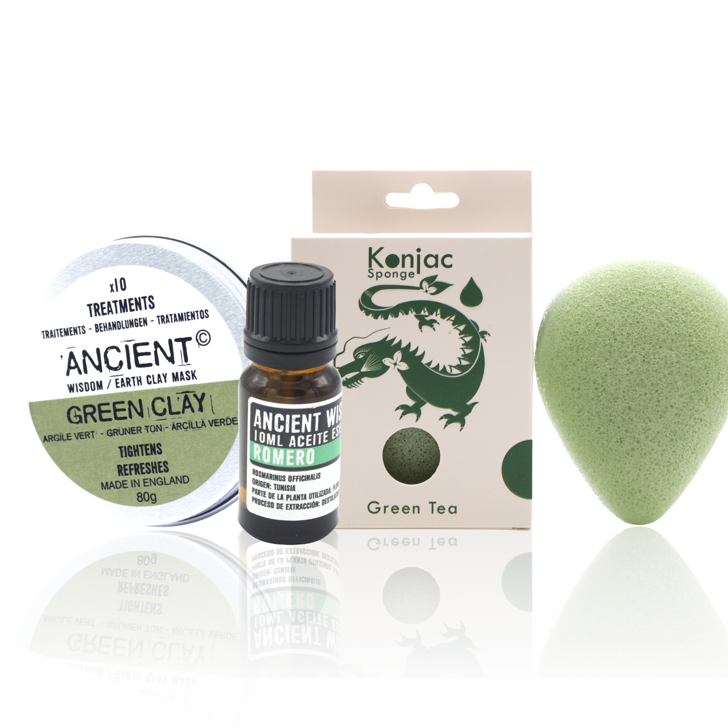 Éponge Konjac Verte, Arcilla et Aceite Essentielle