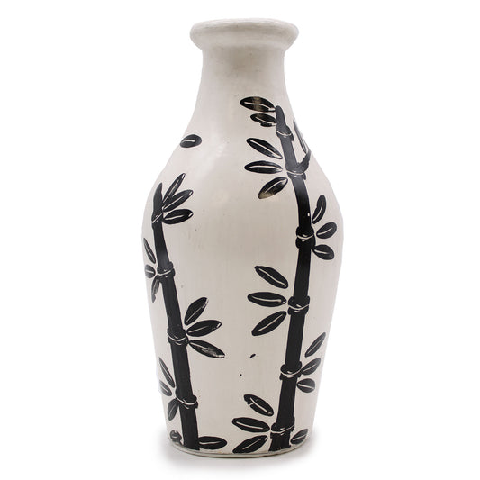 Ceramic Jar with Bamboo Motif - Natural