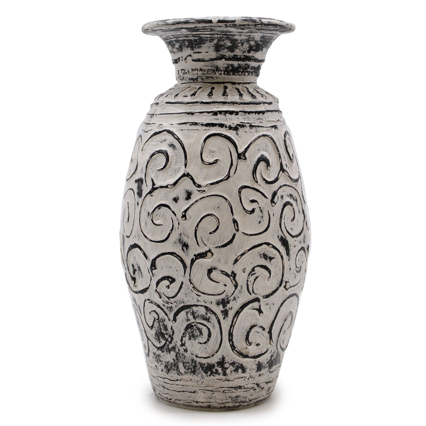 Ceramic Jar with Motif of Whirlwinds - Crema