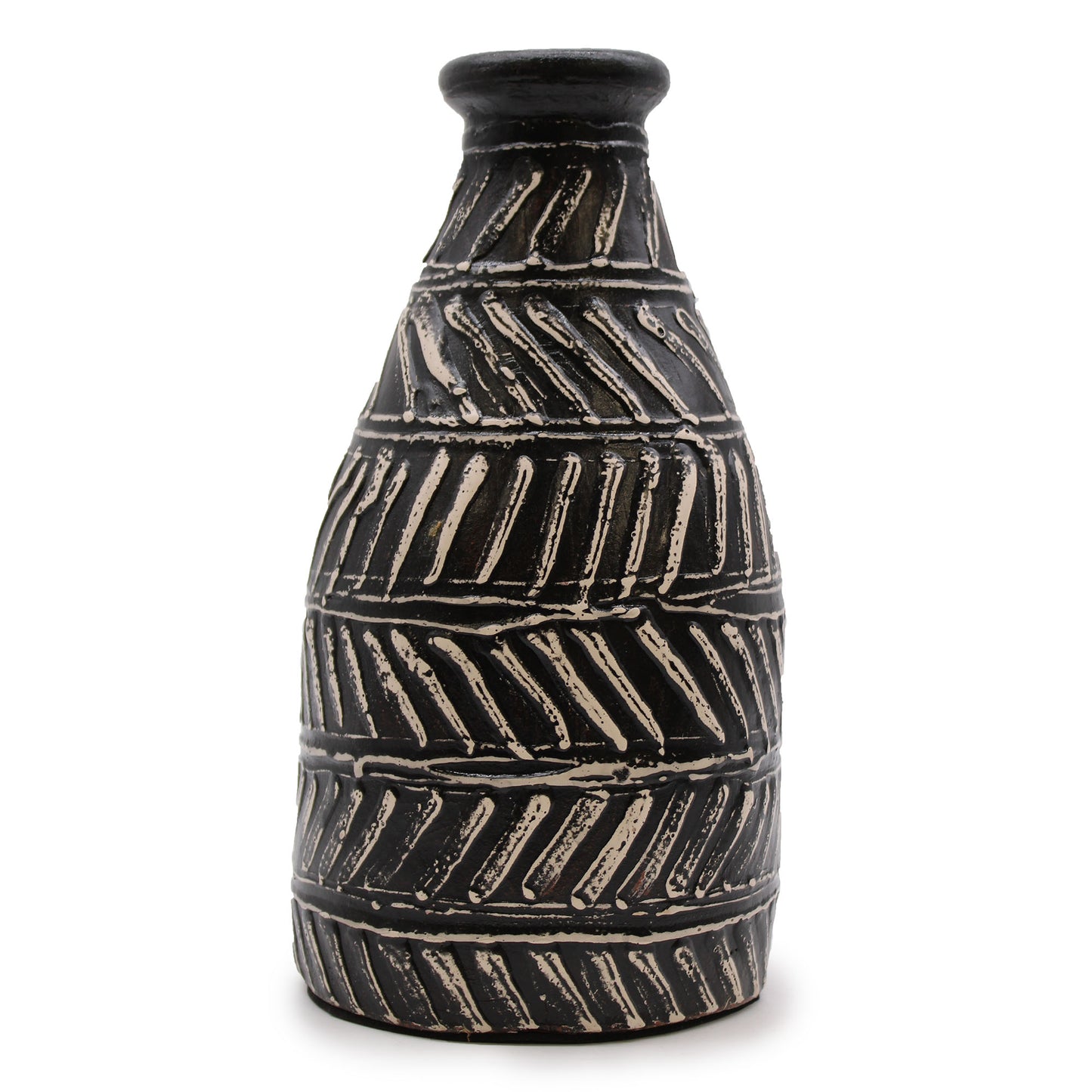 Ceramic Jar with Greek Motif - Chocolate