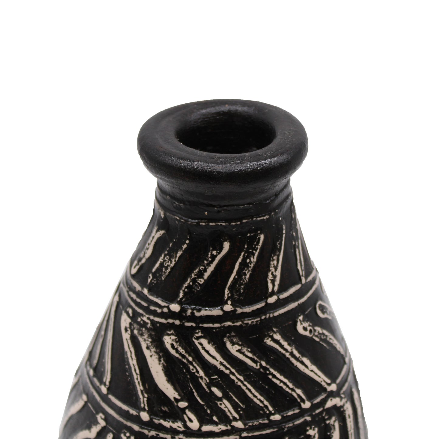 Ceramic Jar with Greek Motif - Chocolate