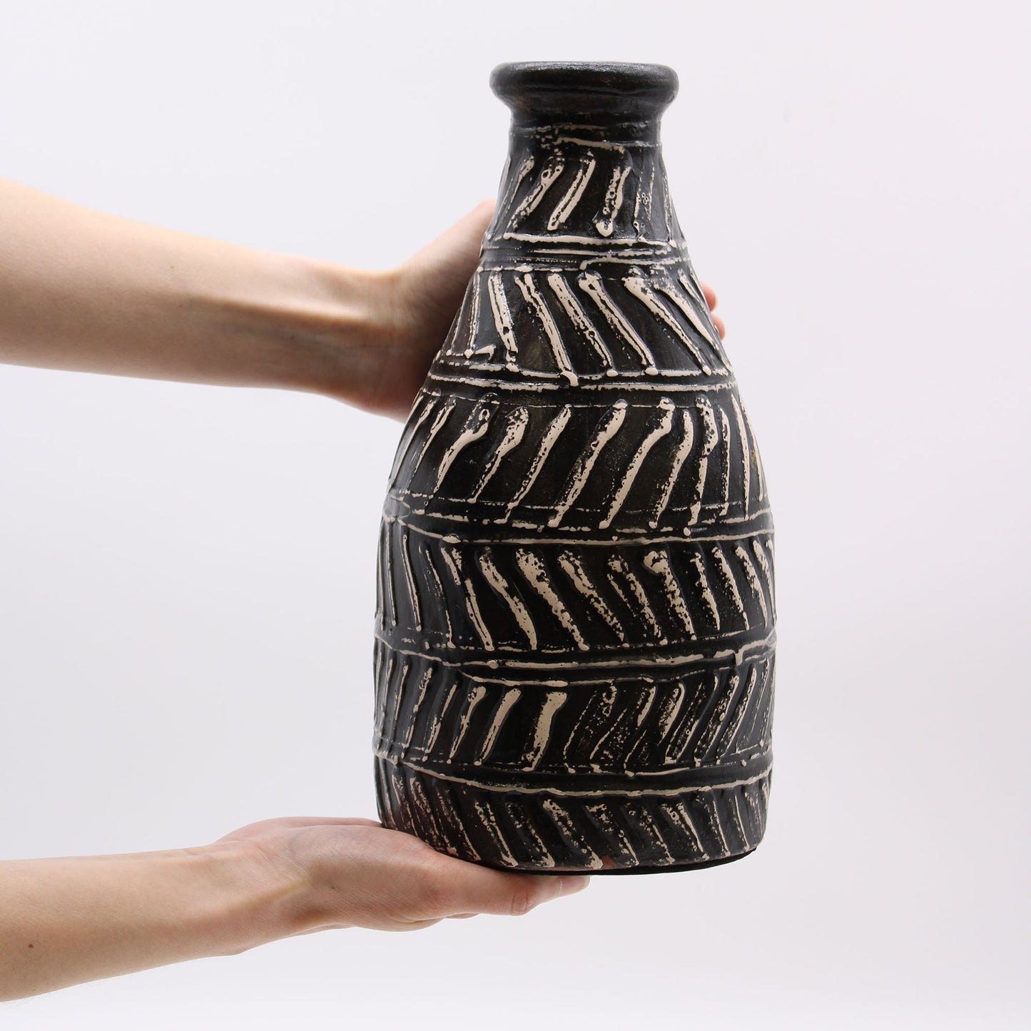 Ceramic Jar with Greek Motif - Chocolate