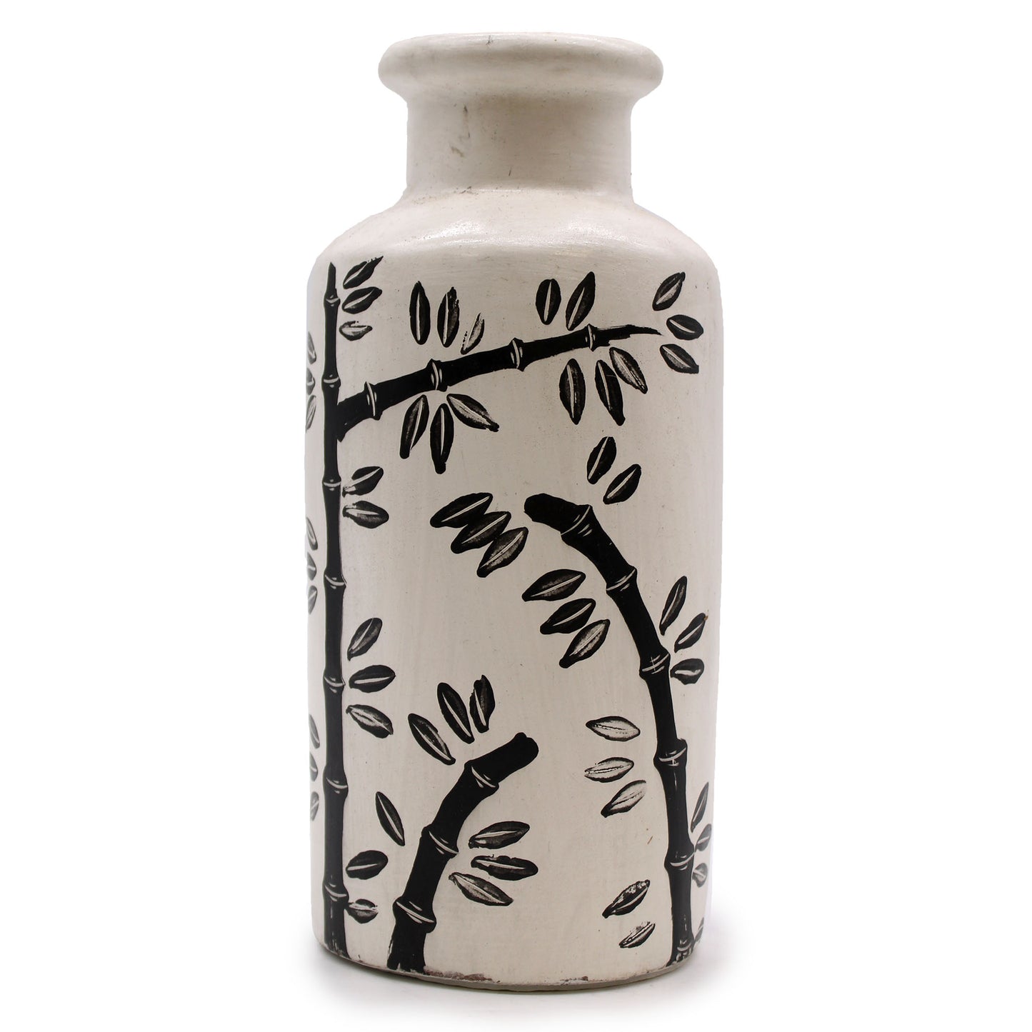 Retro Ceramic Jar with Bamboo Motif - Natural