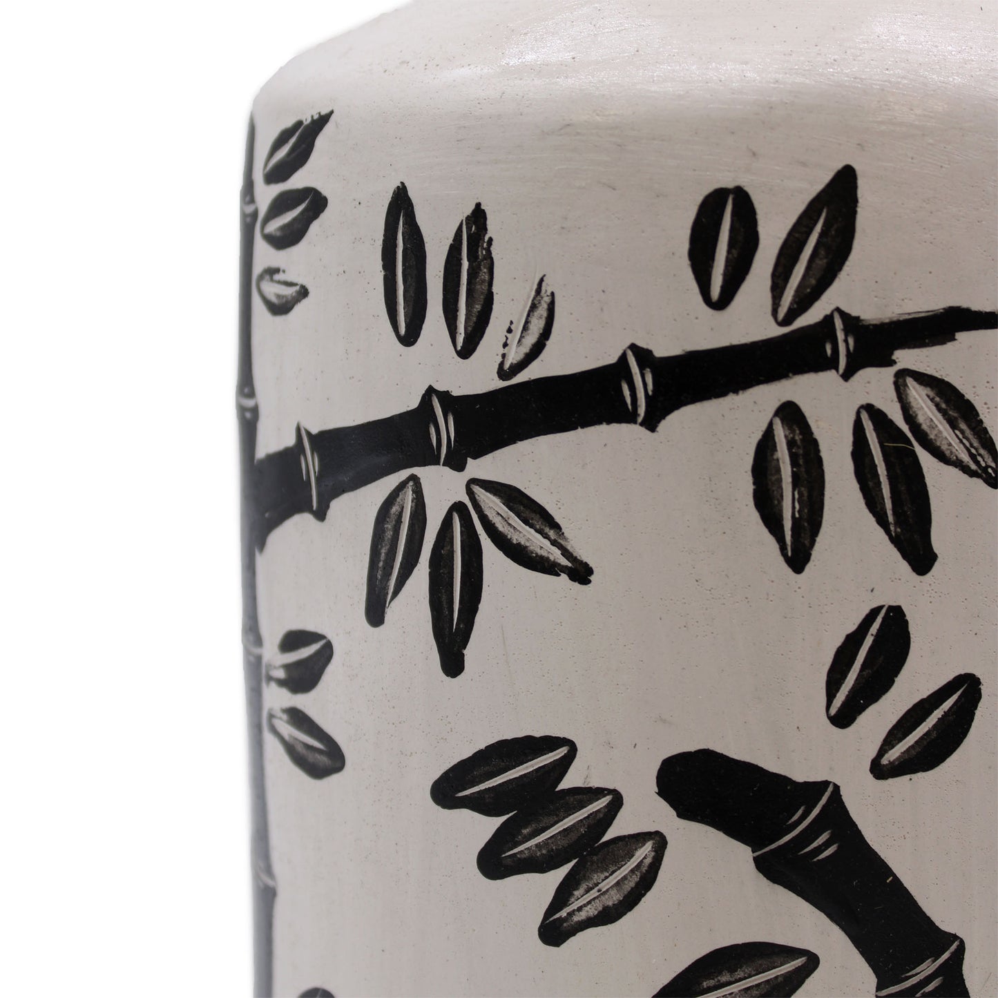 Retro Ceramic Jar with Bamboo Motif - Natural