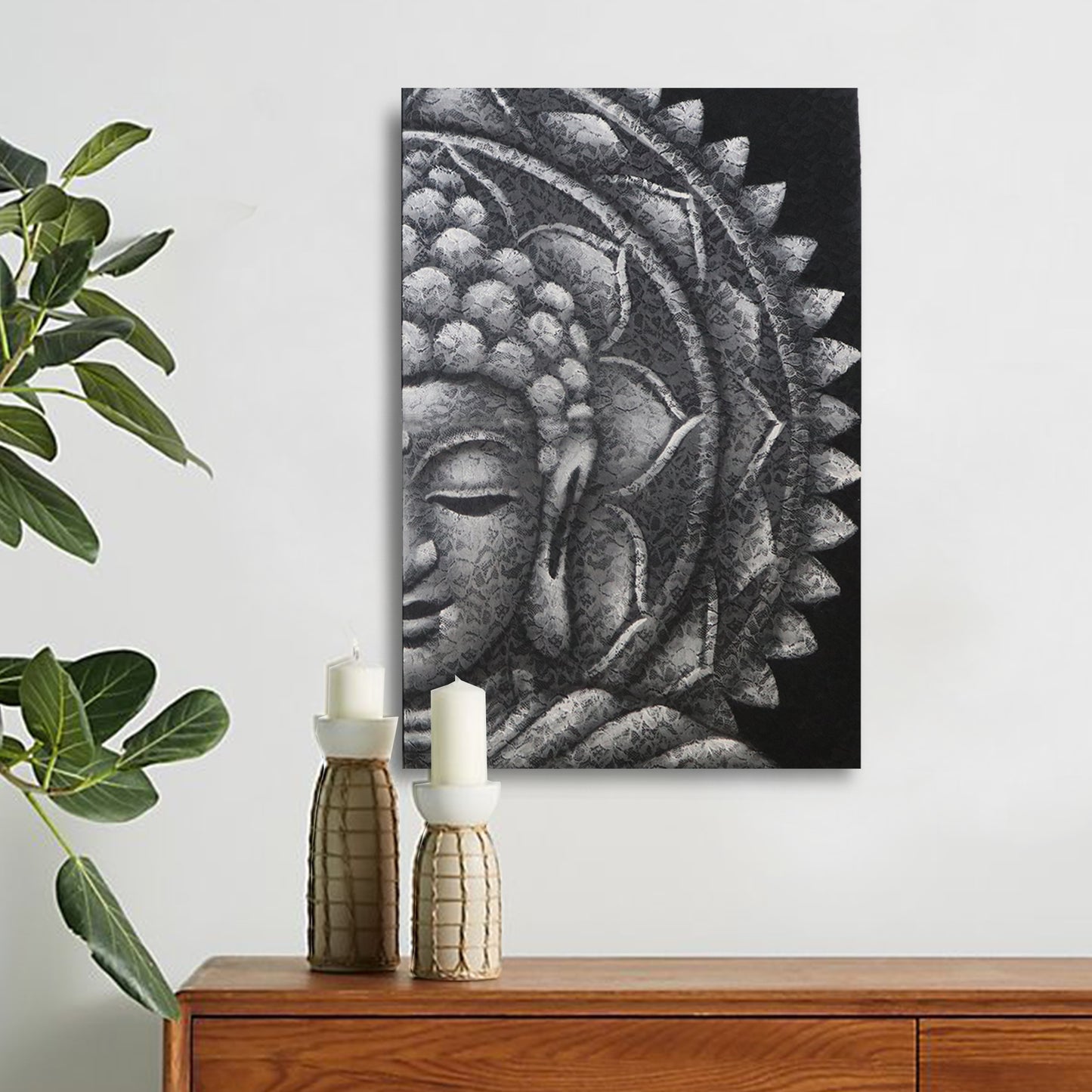 Mandala Medium Gray Buddha 60x80cm