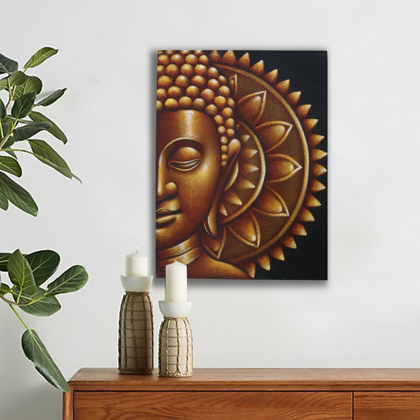 Mandala Moyen Bouddha Doré 60x80cm