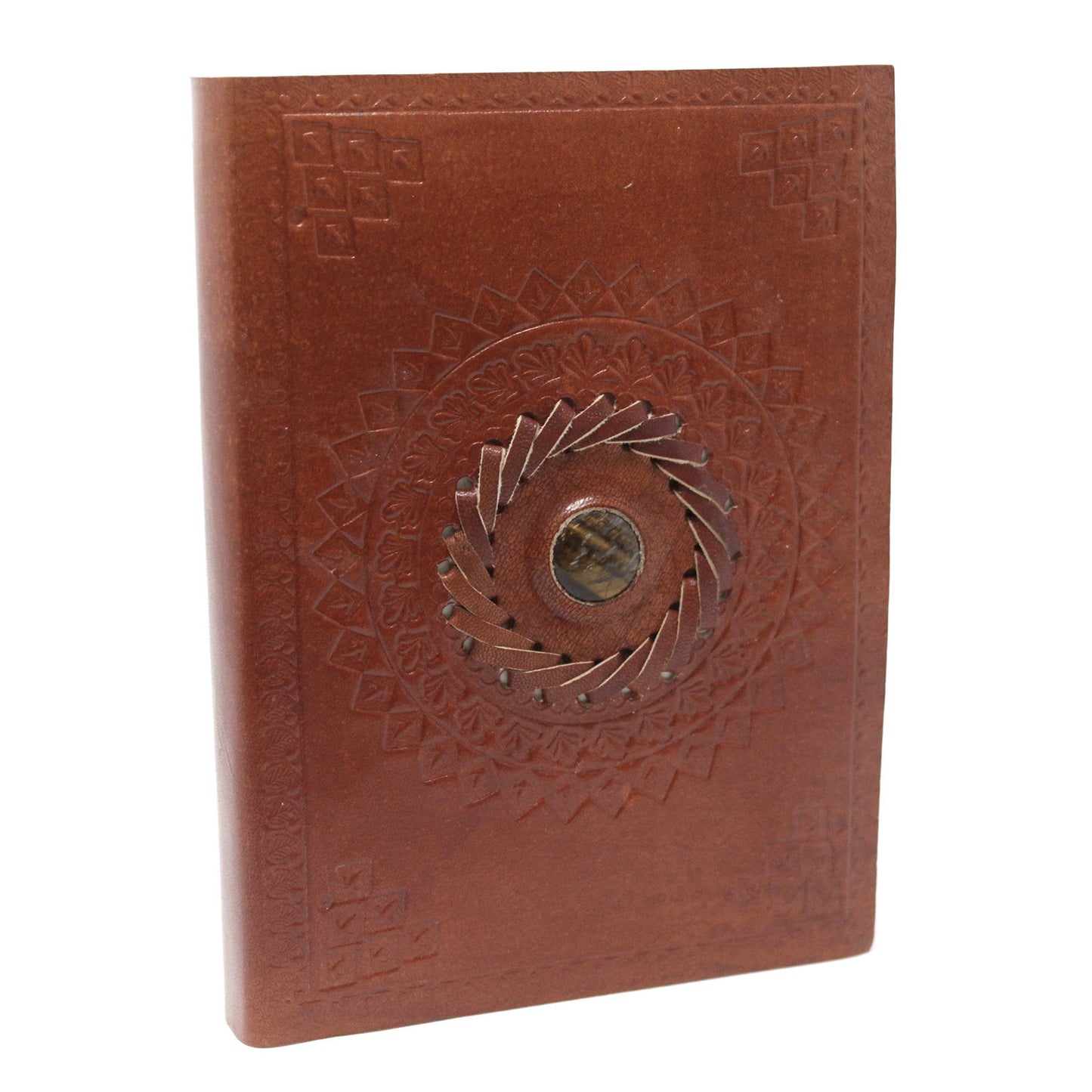 Tiger eye leather notebook (7x5")