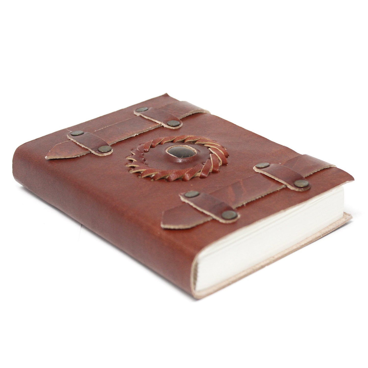 Ojo de Tigre leather notebook with straps (6x4")